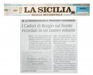 Articolo della Sicilia su da Burgio all'Isonzo